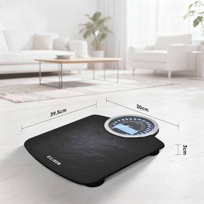 EILISON Highly Advance 2-in-1 Digital & Analog Weighing Scale for Body Weight-400lbs, 4 High Precison GX Sensor Accurate, Thick Tempered Glass, Extra Large Display (red) (New Black)