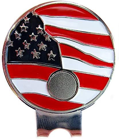 USA Flag Golf Ball Marker with USA Flag Hat Clip