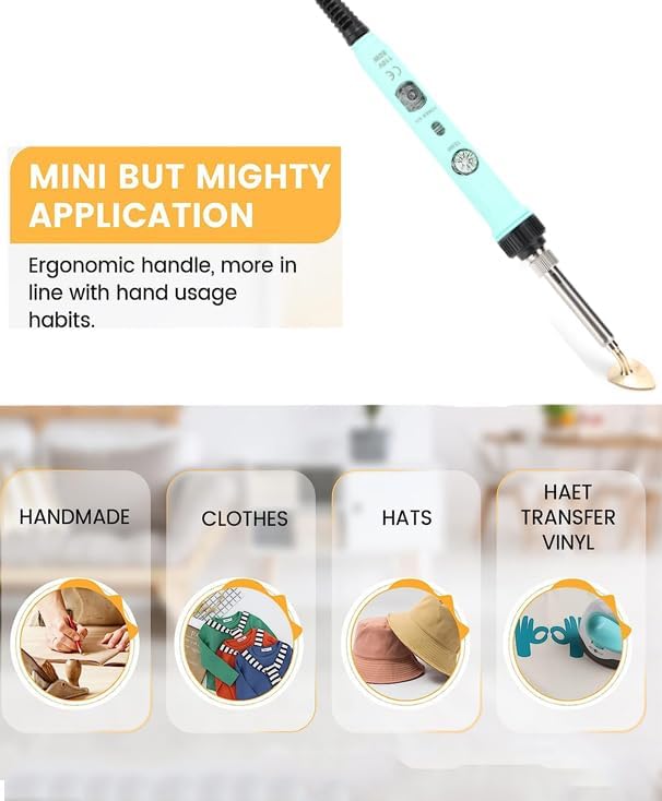 Mini Iron for Crafting and Sewig, 80W Adjustable Temperature Small Iron with 3 Replaceable Tips, Precise DIY Tool for Patches Hats Shoes, Easy to Use (Green)