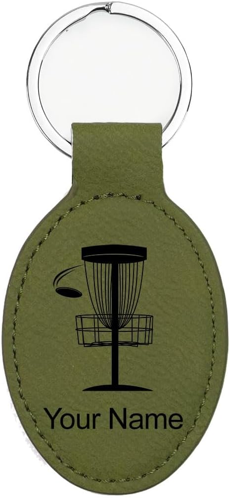 LaserGram Oval Keychain, Disc Golf, Personalized Engraving Included