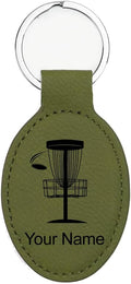 LaserGram Oval Keychain, Disc Golf, Personalized Engraving Included