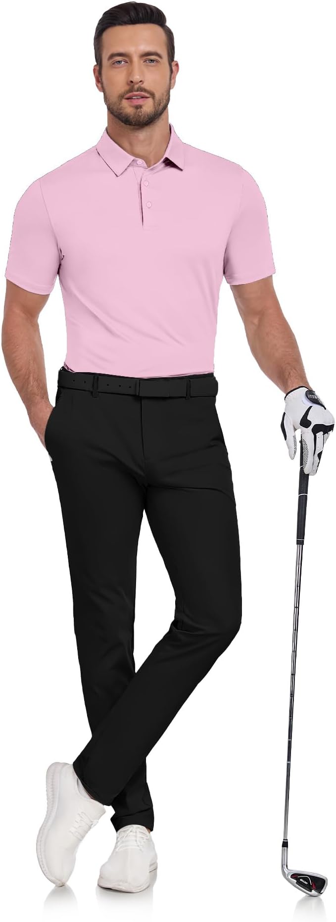 JACKETOWN Mens Polo Shirts Short Sleeve Print Dry Fit Performance Moisture Wicking Casual Collared Golf Shirts