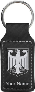 LaserGram Rectangle Keychain, Coat of Arms Germany, Personalized Engraving Included (Carbon Fiber Black with Silver)