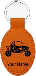 LaserGram Oval Keychain, Off Road Racer, Personalized Engraving Included (Orange)