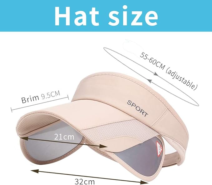 Summer Sun Visor Hat - Women Adjustable Golf Cap with Retractable Brim, UV Protection Beach/Tennis Sport Hat