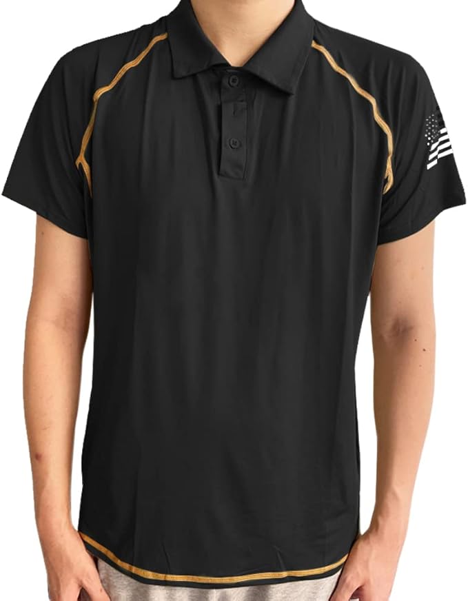 HARGLESMAN Men's 1776 Independence Day American Flag Short Sleeve Polo Golft Shirt(S-3XL)
