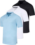 Real Essentials 3 Pack: Men's Quick-Dry Short Sleeve Athletic Performance Polo Shirt (Available in Big & Tall)