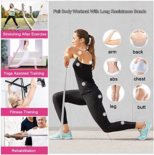 6 Pcs Fabric Booty Bands & Long Resistance Bands for Workout Butt and Legs Pull Up Exercise Elastic Stretch Bands Home Gym Fitness Equipment