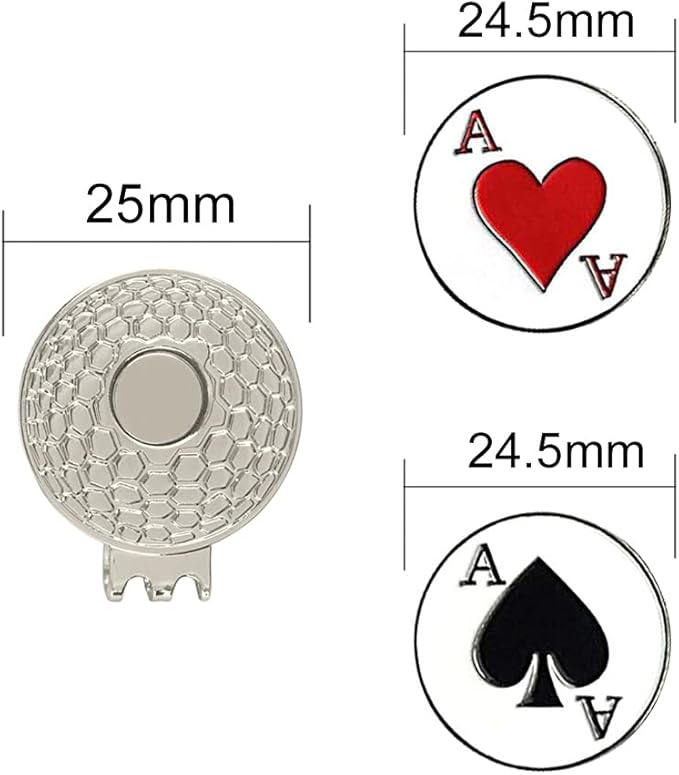 Colorful Golf Ball Markers with Silver Color Golf Hat Clips