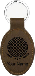LaserGram Oval Keychain, Golf Ball, Personalized Engraving Included (Chocolate Brown)