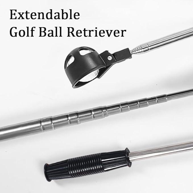 Kakalote Golf Ball Retriever, Portable Telescopic Scoop Saver Pick Up Golf Ball Grabber Pick Up with Locking Clip