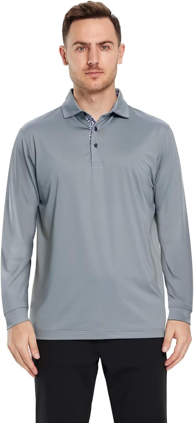Mens Polo Shirts Short and Long Sleeve Casual Solid Stylish Dry Fit Performance Designed Collared Golf Polo Shirts for Men