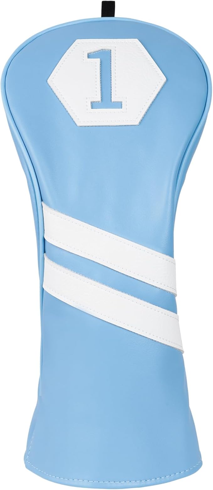 Golf Club Head Covers for Woods and Drivers, Premium Golf Headcovers Set Fit Most Clubs Simple Striped 1PC or 3PCS, Customizable