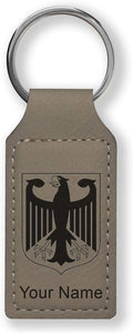 LaserGram Rectangle Keychain, Coat of Arms Germany, Personalized Engraving Included (Gray)