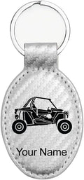 LaserGram Oval Keychain, Off Road Racer, Personalized Engraving Included (Carbon Fiber Silver)