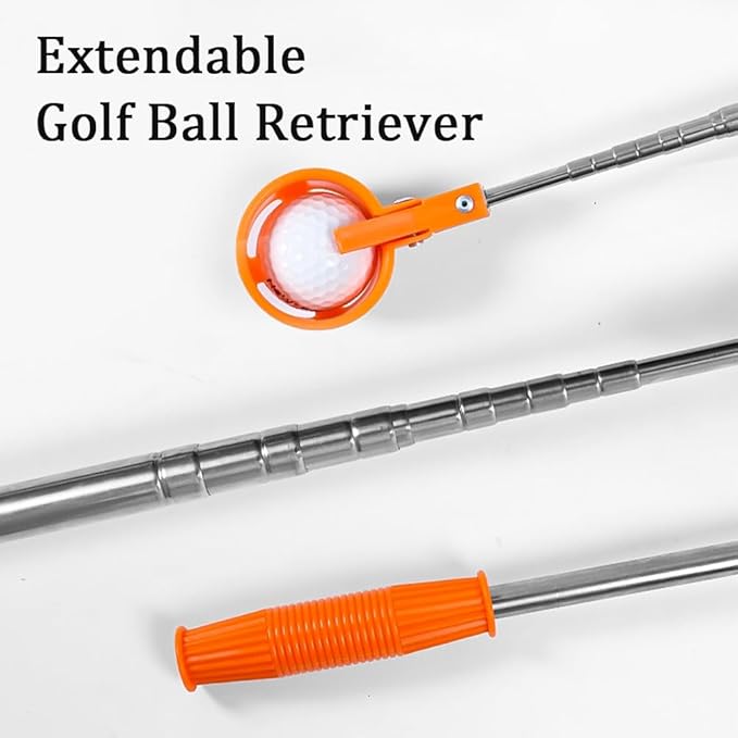 Kakalote Golf Ball Retriever, Portable Telescopic Scoop Saver Pick Up Golf Ball Grabber Pick Up with Locking Clip