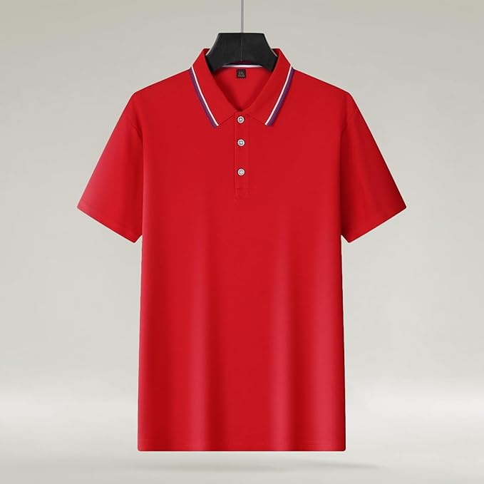 Polo Shirts for Men Dressy Casual Button Collared Golf T Shirt Classic Solid Color Business Summer Blouses