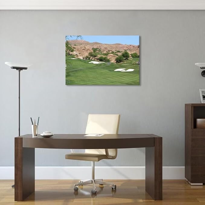 Canyons Golf Desert Wall Art for Living Room Bedroom Bathroom Hoem Decorations Golf Course Picture Poster Framed Artwork Canvas Prints Ready to Hang(12''H x 16''W)