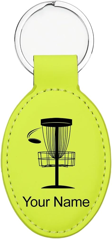 LaserGram Oval Keychain, Disc Golf, Personalized Engraving Included