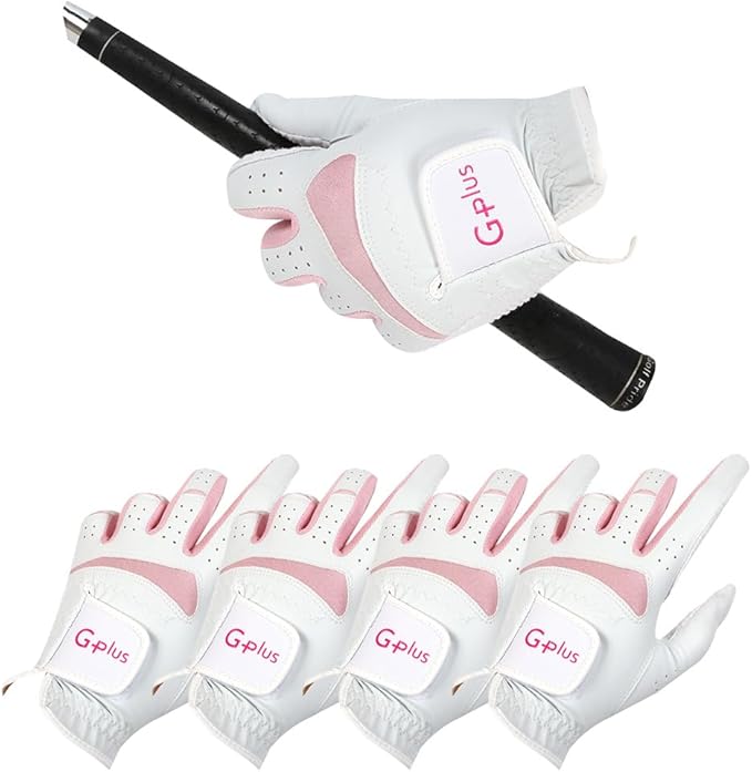 J&S Sporting G-Plus Women's Ladies Golf Gloves, Both Hand (2 Pairs)/Left Hand or Right Hand 4 Pack, Nonslip Durable for Golf Practice