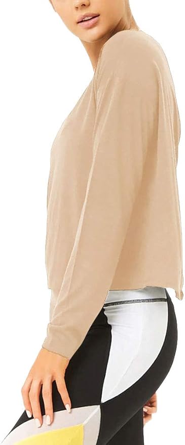 Bestisun Long Sleeve Workout Shirts Yoga Dance Tops Open Back Athletic Clothes for Women