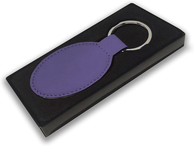 LaserGram Oval Keychain, Golfer Golfing, Personalized Engraving Included (Dark Purple)