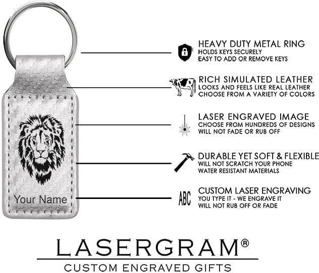 LaserGram Rectangle Keychain, Coat of Arms Germany, Personalized Engraving Included (Carbon Fiber Silver)