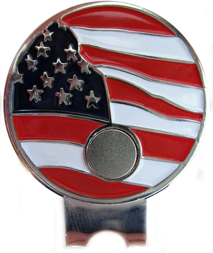 We Remember 911 - Never Forget Two-Sided Golf Ball Marker and USA Round Hat Clip Patriotic Golf Accessories