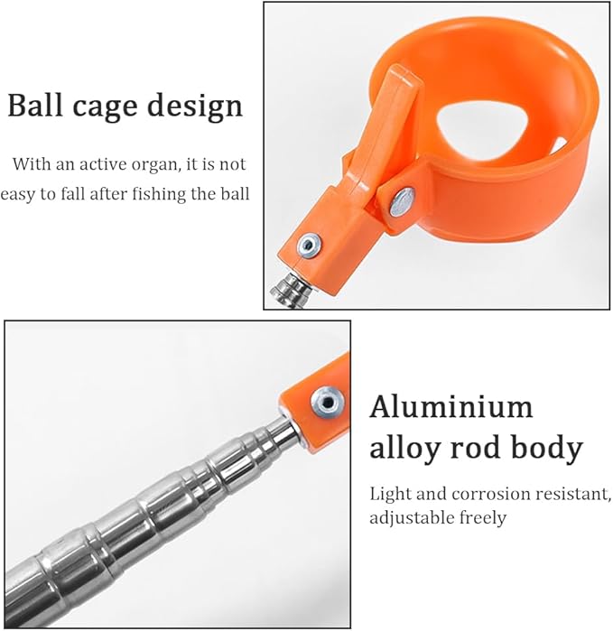 Kakalote Golf Ball Retriever, Portable Telescopic Scoop Saver Pick Up Golf Ball Grabber Pick Up with Locking Clip