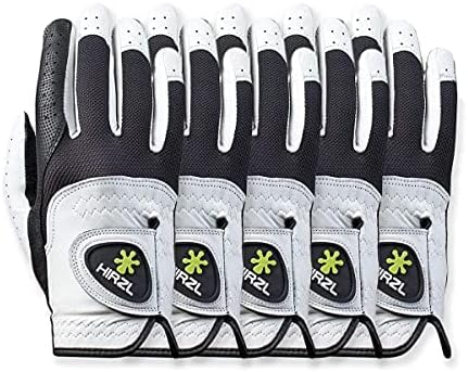 HIRZL Trust Control 2.0 Golf Gloves, All Weather Mens Golf Glove, White/Black, Kangaroo Leather Palm, Cabretta Leather Backhand, Trusted by Pro’s, Sweat Free, Ultimate Grip