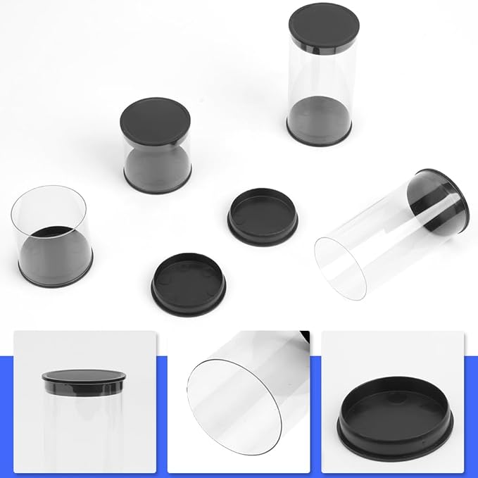 4 Pack Clear Tube Golf Ball Storage Case, 2 Sizes Golf Barrel Clear Tubes, Portable with Caps Golf Ball Cases for Home Store Display Use, Black