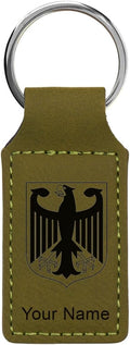 LaserGram Rectangle Keychain, Coat of Arms Germany, Personalized Engraving Included (Camo Green)