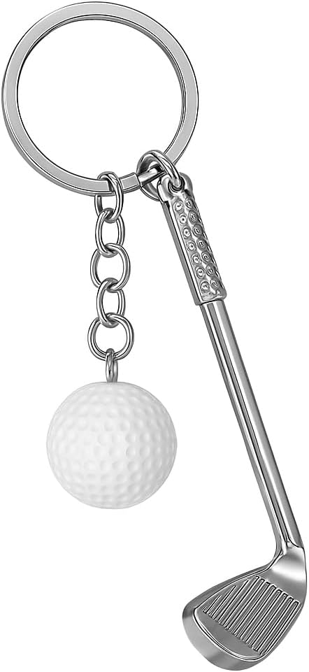Golf Keychain – Sporty Keychains Bag Charms for Women with Realistic Dimpled Ball & Detailed Silver-Toned Club, Cool Key Chains Gifts for Golfers & Sports Fans