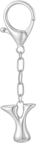 Gold Bubble Initial Keychain Charm for Women Chunky Bag Purse Charms A-Z Letter Key Chains for Handbag Accessories