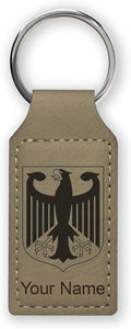 LaserGram Rectangle Keychain, Coat of Arms Germany, Personalized Engraving Included (Light Brown)