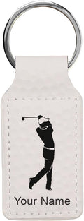 LaserGram Rectangle Keychain, Golfer Golfing, Personalized Engraving Included