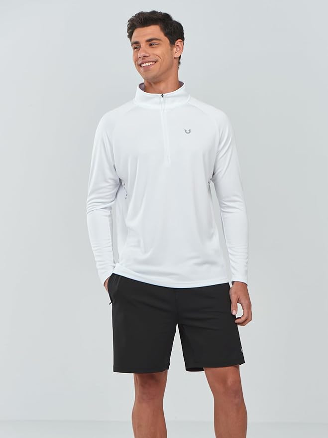 NORTHYARD Quarter Zip Pullover Men Running Shirt Long Sleeve Moisture Wicking Quick Dry Athletic Workout Shirts