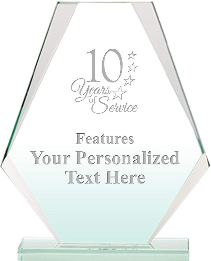 6" Jade Pyramid Crystal Award with Custom Engraving - Personalized Corporate Trophy Awards