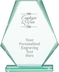 6" Jade Pyramid Crystal Award with Custom Engraving - Personalized Corporate Trophy Awards
