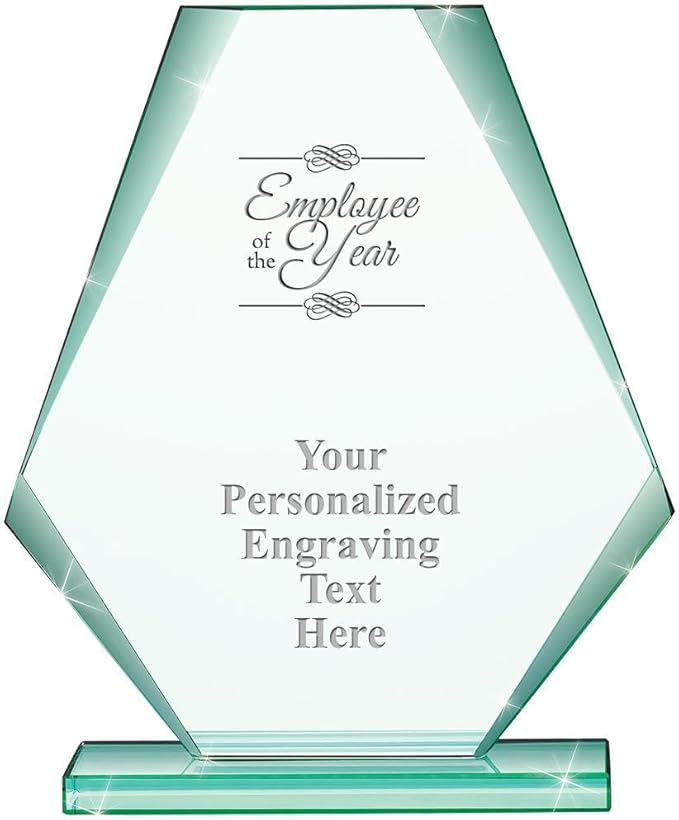 6" Jade Pyramid Crystal Award with Custom Engraving - Personalized Corporate Trophy Awards