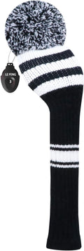 LeFeng 1Pcs Golf Club Cover, Knitted Golf Head Cover for 460cc Driver Fairway Woods and Hybrid with Cute Pom Pom and Number Tag