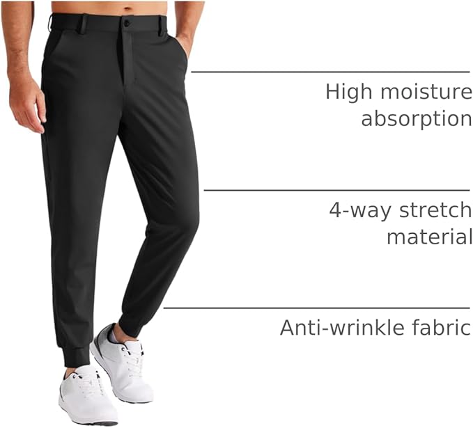 Libin Men's Golf Pants Joggers Lightweight 3 Pockets Slim Fit Soft Stretchy Tapered Work Dress Athletic