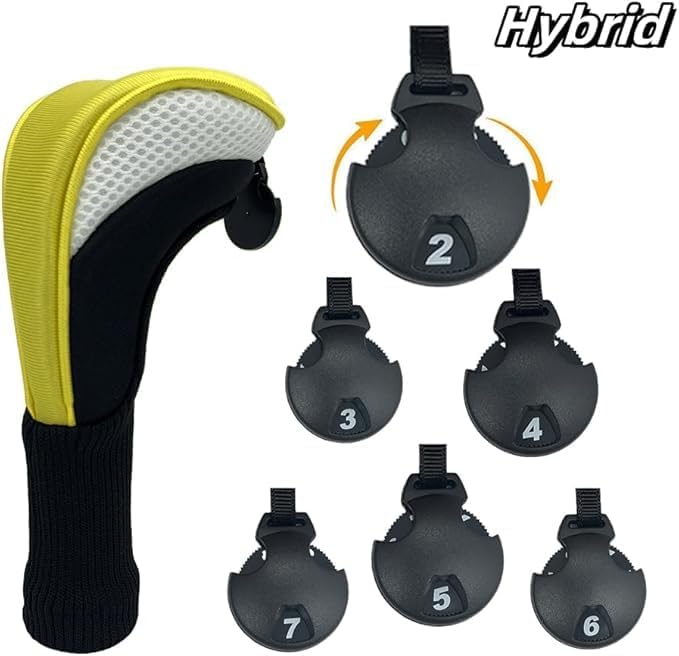 Golf Head Covers for Fairway Woods Driver Hybrids 5 Pieces Nylon Mesh Sports Fan Golf Club Headcovers-Golf Accessories for Men Women.