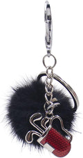 surell Golf Clubs in Bag Keychain with Mink Fur Pom - Sports Key Chain Golf Charm - For Keys, Belt, Purse, Bag and More