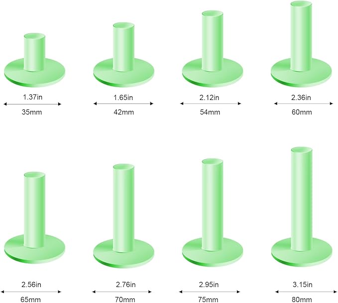 Rubber Golf Tees for Mats & Indoor Golf Simulators - 8 Pack Mixed Size for Driving Range & Indoor and Outdoor Golf Hitting Mats (US Sizes, 8 Sizes)