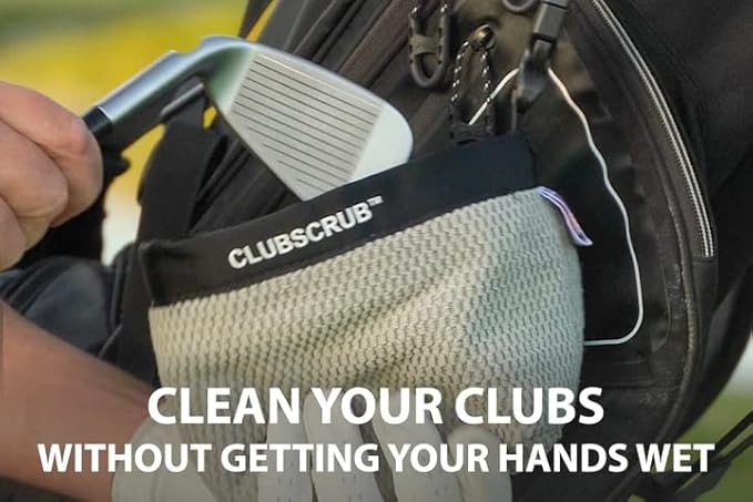 Club Scrub Golf Club and Golf Ball Cleaning Bag, Waterproof Clean Face Technology Liner, Detachable Clip, Machine Washable, Cleans Club Grooves, Dry Exterior (Neoprene or Microfiber Option Available)