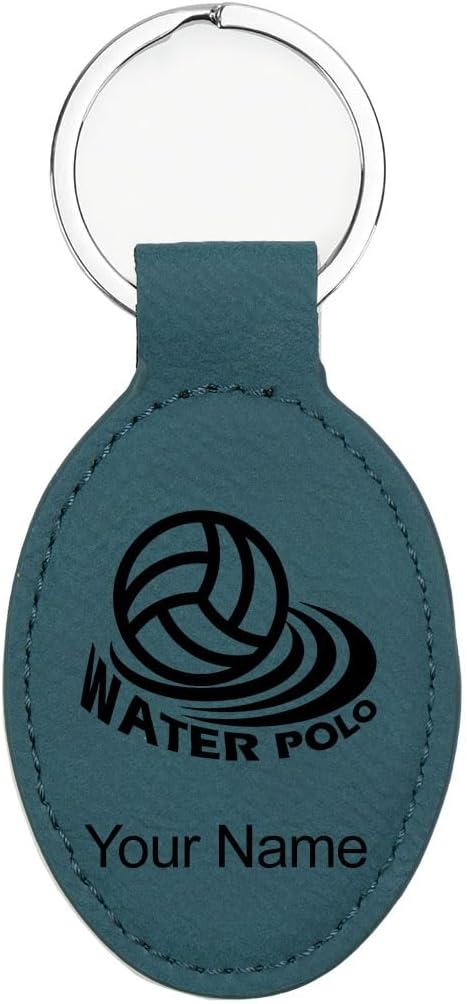 LaserGram Oval Keychain, Water Polo, Personalized Engraving Included