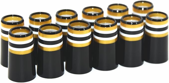 12pcs Premium Gold/White/Black Stripes Golf Iron Ferrules .370 Universal Ferrules Caps for Carbon Fiber Golf Iron Shaft