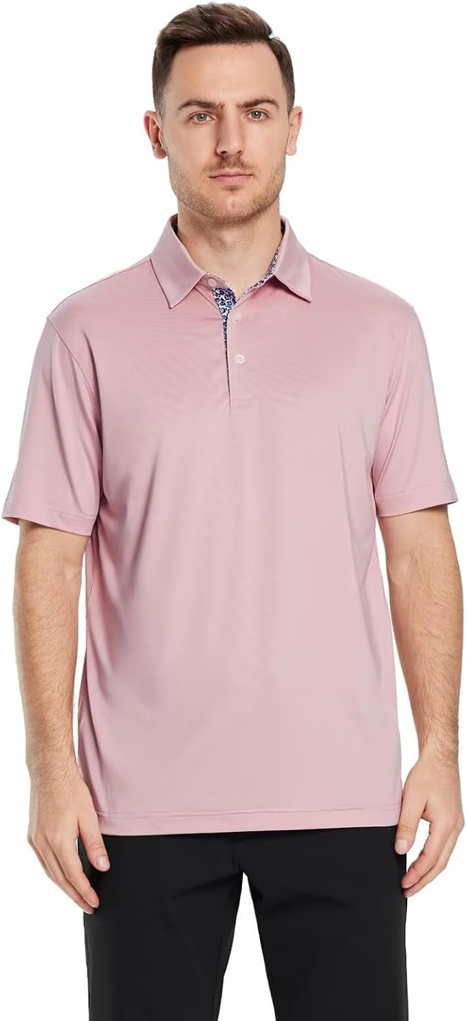 Mens Polo Shirts Short and Long Sleeve Casual Solid Stylish Dry Fit Performance Designed Collared Golf Polo Shirts for Men