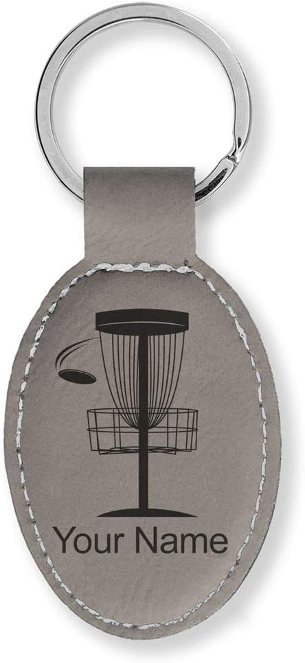 LaserGram Oval Keychain, Disc Golf, Personalized Engraving Included